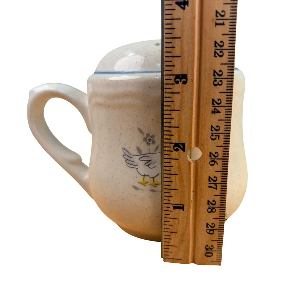 International Stoneware Marmalade Creamer Jug and Salt Shaker Goose Strawberry